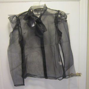 3 for💲25🌟 bow neck sheer organza shirt blouse top **flawed** {Poor Things}